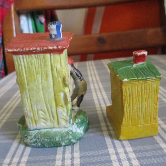 FINAL SALE! 2- Vtg. outhouse Black figurines ceramic, 1 is Made in Japan, (Next) - Picture 5 of 9